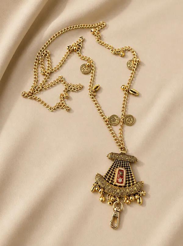 Traditional_Gold_Crossbody_Mobile_Strap_–_Vintage_Mesh_Pendant_Design