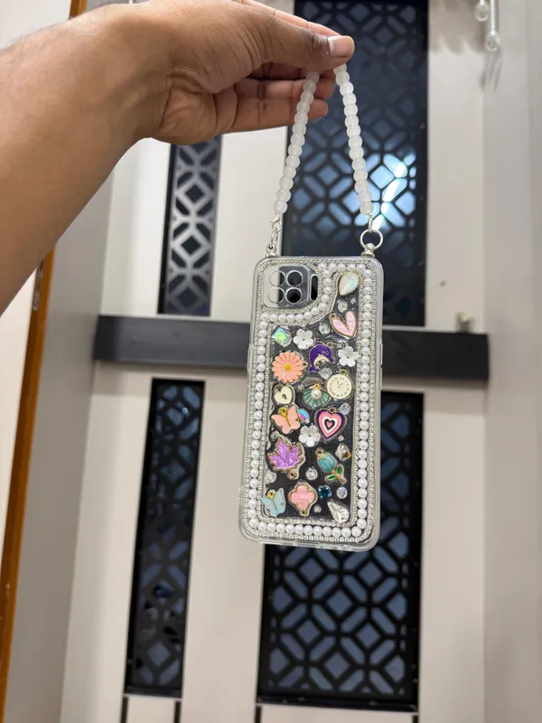 Colourful_Charms_With_Beads_Border_Case/Cover_With_Beads_Chain_(This_Design_Coustomise_For_All_Phone_Model)