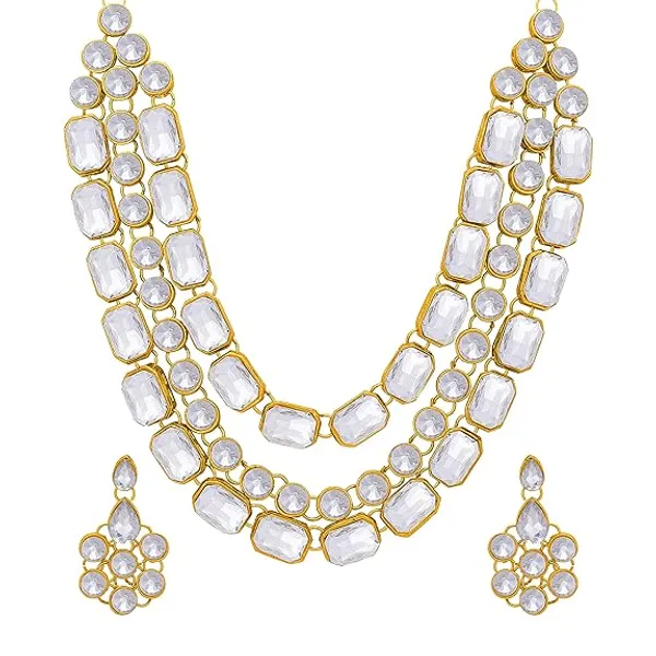 White_Gold_Plated_Layered_Necklace_Set_For_Women
