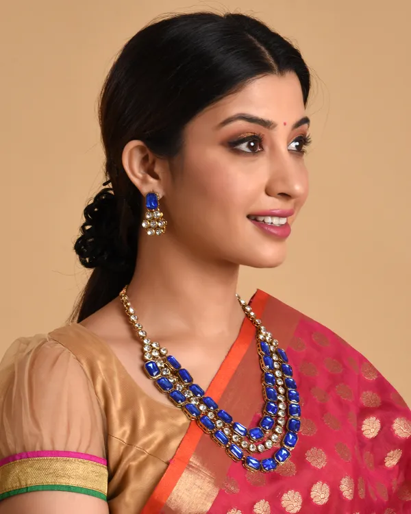 Blue_Gold_Plated_Layered_Necklace_Set_For_Women