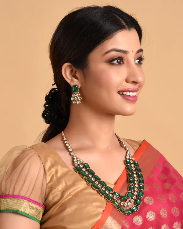 Green_Gold_Plated_Layered_Necklace_Set_For_Women