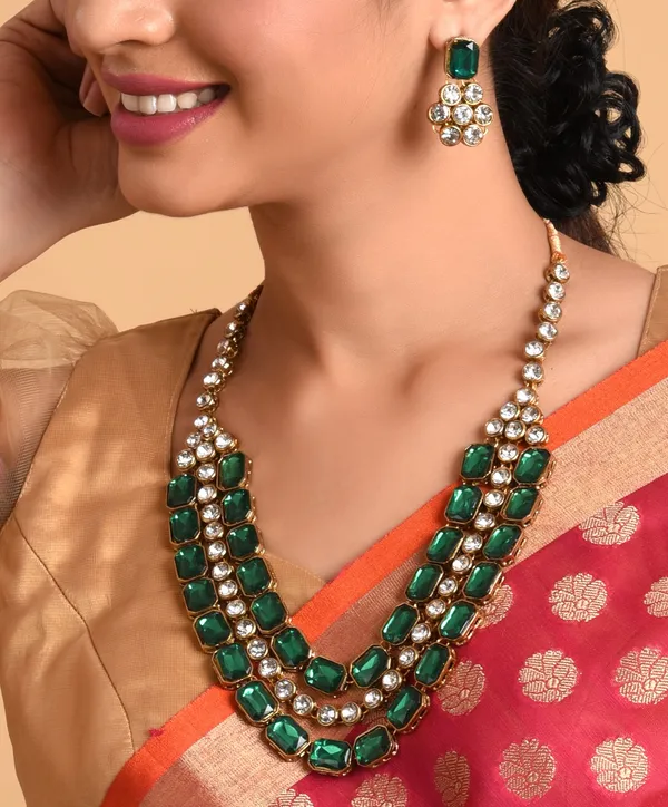 Green_Gold_Plated_Layered_Necklace_Set_For_Women