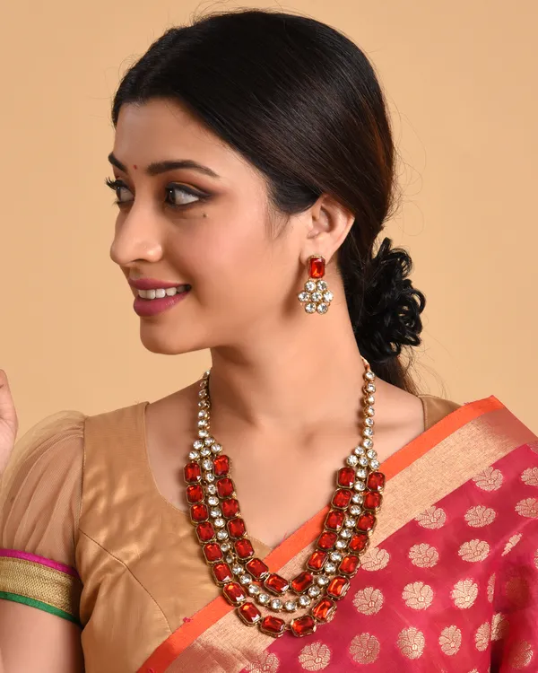 Red_Gold_Plated_Layered_Necklace_Set_For_Women