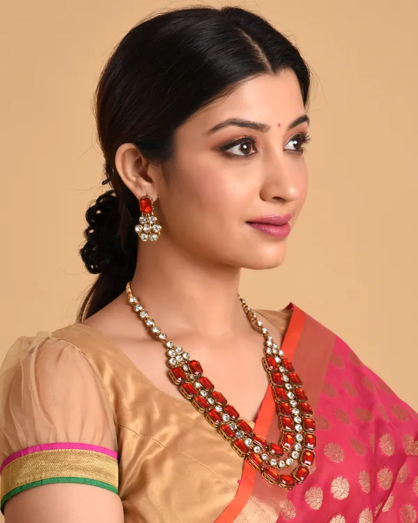 Red_Gold_Plated_Layered_Necklace_Set_For_Women