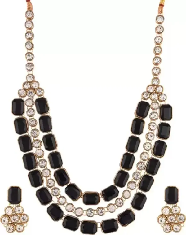 Black_Gold_Plated_Layered_Necklace_Set_For_Women