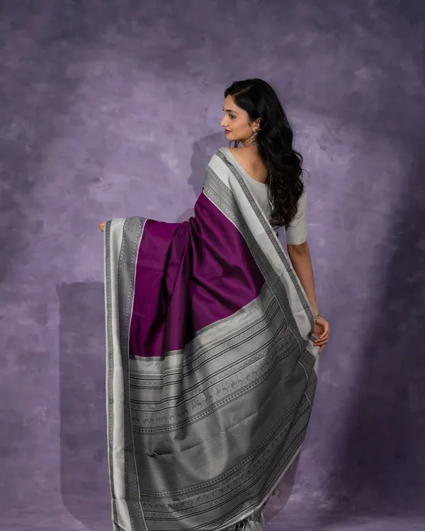 Latests_Wine_Banarasi_Silk_Saree_and_Blouse_Peace