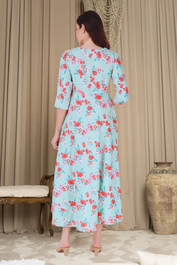 Green_Viscose_Rayon_Calf_Length_Floral_Print_Kurti_For_Women
