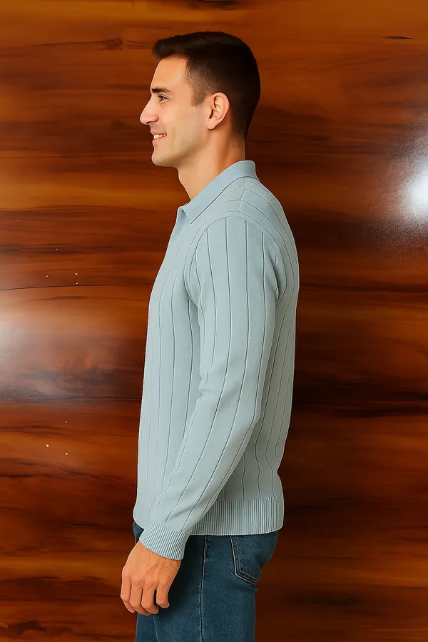 100%_Cotton_Sky_blue__Premium_Quality_Urban_Elegance_Knitted_T-shirt_For_Men
