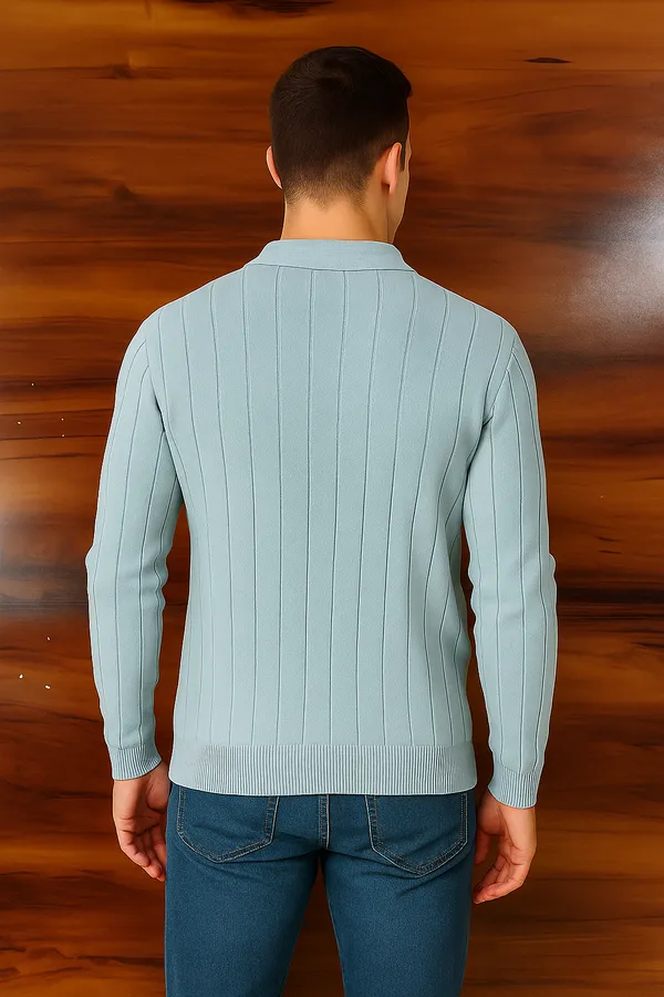 100%_Cotton_Sky_blue__Premium_Quality_Urban_Elegance_Knitted_T-shirt_For_Men
