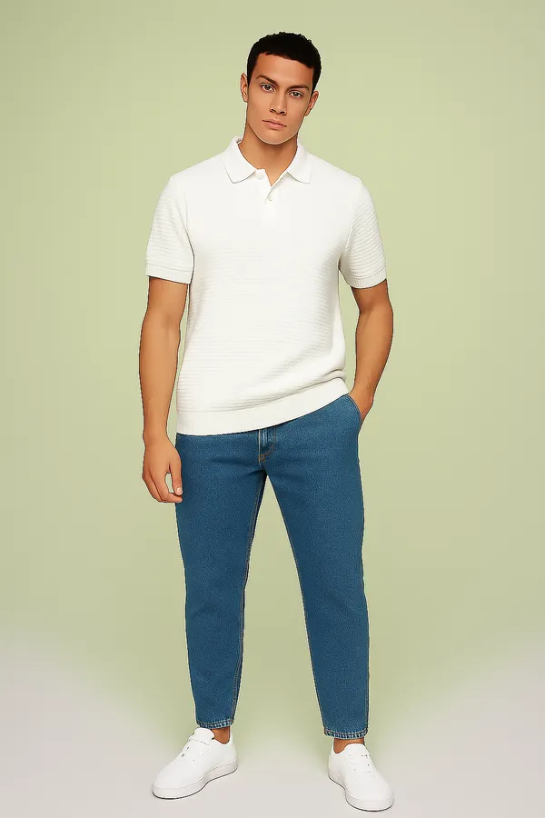 Textured._Tailored._Timeless._This_is_how_you_level_up_basics.__100%_Cotton_White_Premium_Quality_Classic_half_sleeves_polo_For_Men