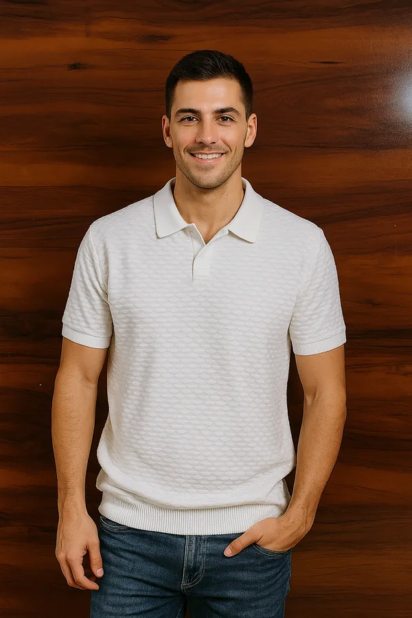 Textured._Tailored._Timeless._This_is_how_you_level_up_basics.__100%_Cotton_White_Premium_Quality_Classic_half_sleeves_polo_For_Men