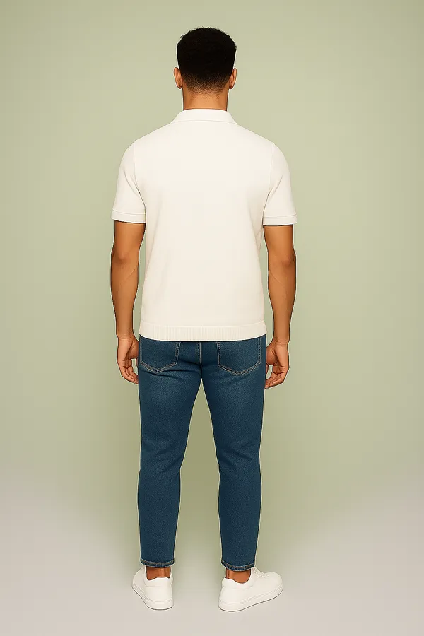 Clean._Classic._Versatile._The_Off-White_Zip_Polo_Tee_for_an_effortlessly_refined_look.__100%_Cotton_White__