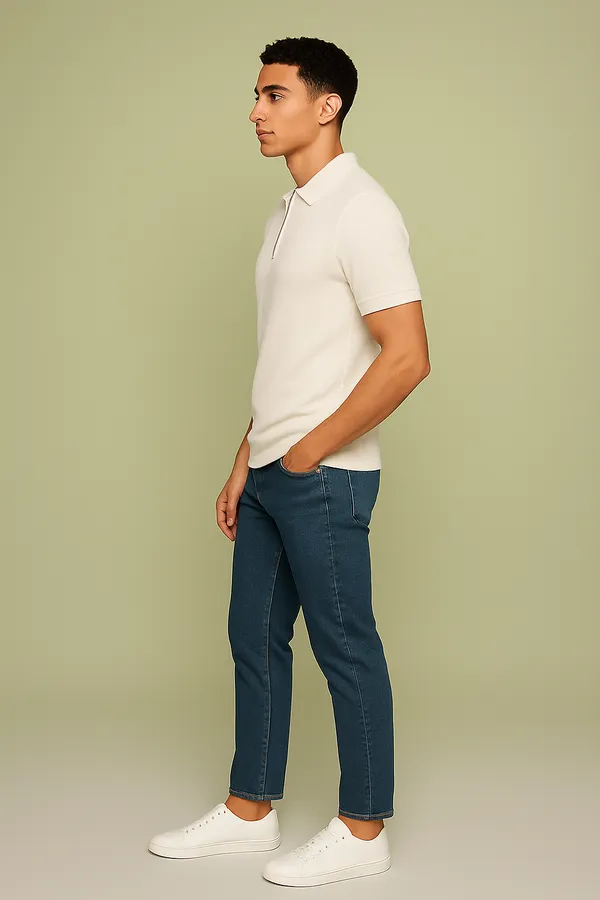 Clean._Classic._Versatile._The_Off-White_Zip_Polo_Tee_for_an_effortlessly_refined_look.__100%_Cotton_White__