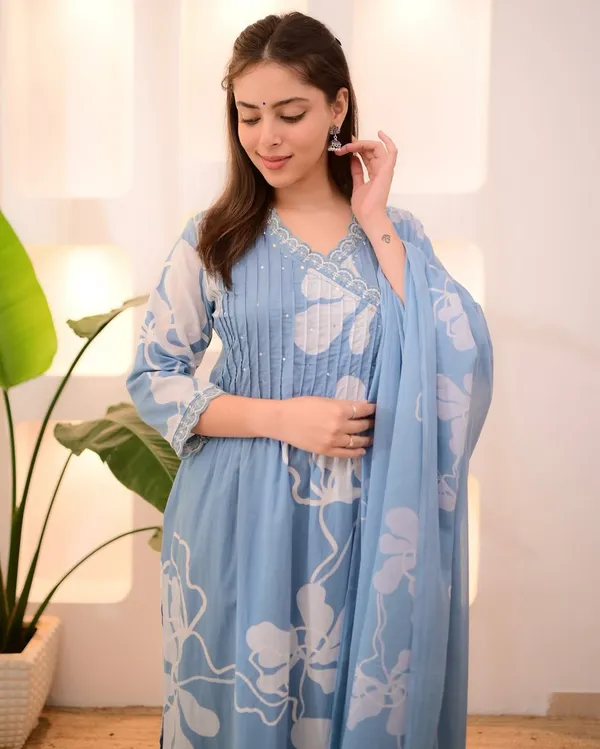 Blue__Cotton_Printed_Kurta,_Salwar_&_Dupatta_Set