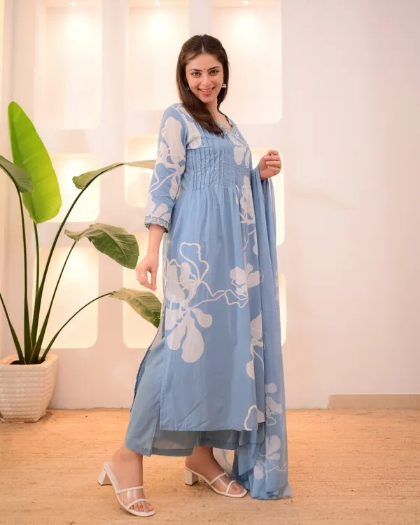 Blue__Cotton_Printed_Kurta,_Salwar_&_Dupatta_Set