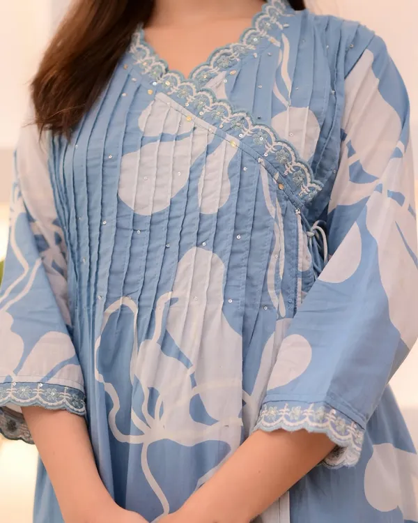 Blue__Cotton_Printed_Kurta,_Salwar_&_Dupatta_Set