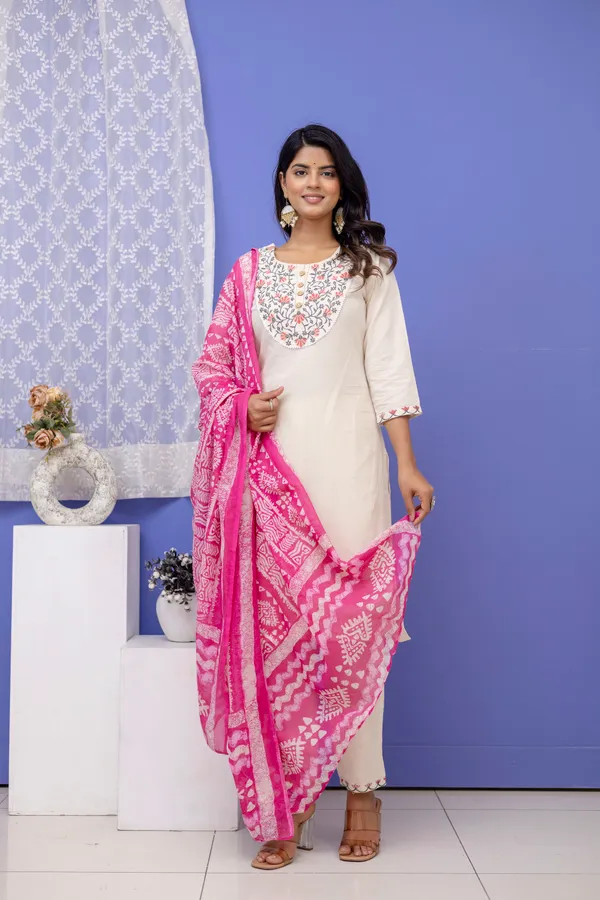 Khaddi_Cotton_Kurti_Pant_Dupatta_Set/Plus_Size/Trending_Set