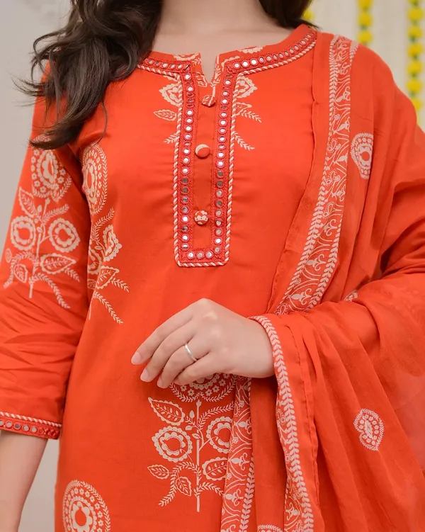 Orange_Premium_Cotton_Mirror_Suit