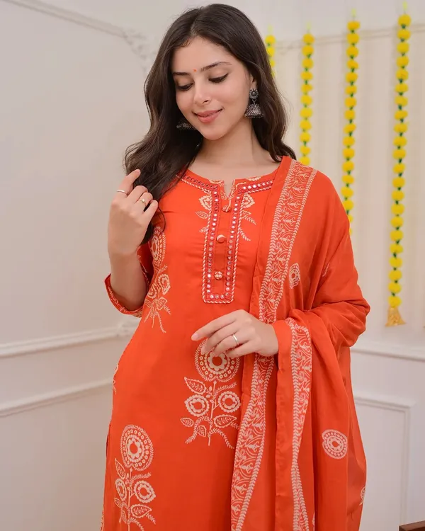 Orange_Premium_Cotton_Mirror_Suit