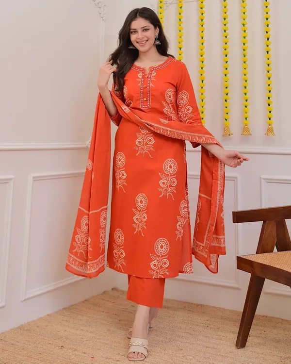 Orange_Premium_Cotton_Mirror_Suit