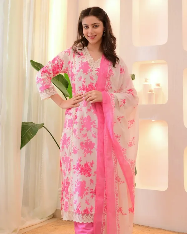 Pink_Petals_Lace_Cotton_Kurti_Pant_Dupatta_Set
