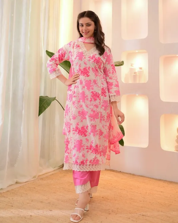 Pink_Petals_Lace_Cotton_Kurti_Pant_Dupatta_Set