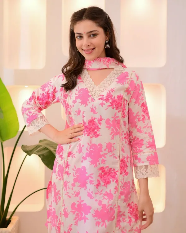 Pink_Petals_Lace_Cotton_Kurti_Pant_Dupatta_Set