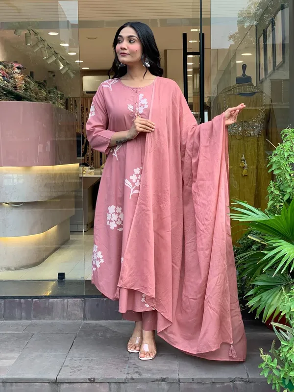 Pink_Printed_Beautiful_Cotton_Kurti_Pant_with_Dupatta