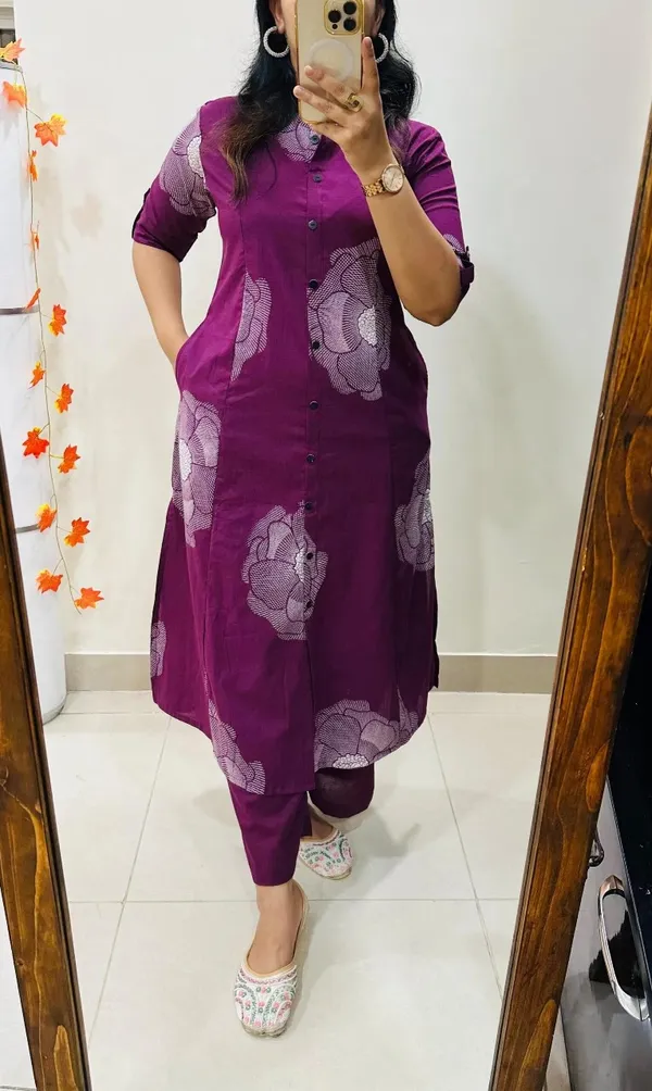 Purple_Cotton_A-line_Coord_Set