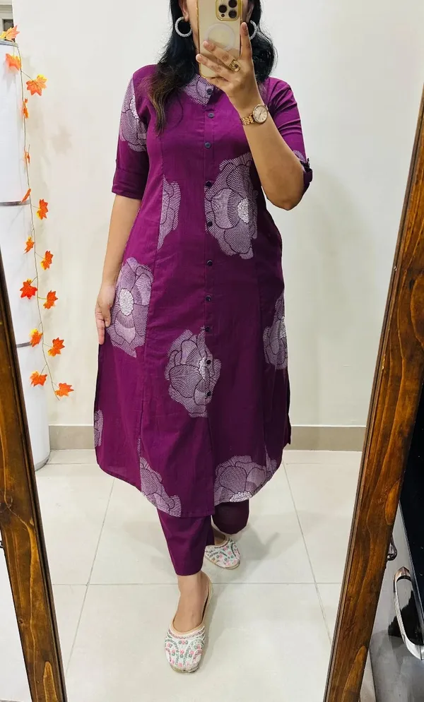 Purple_Cotton_A-line_Coord_Set