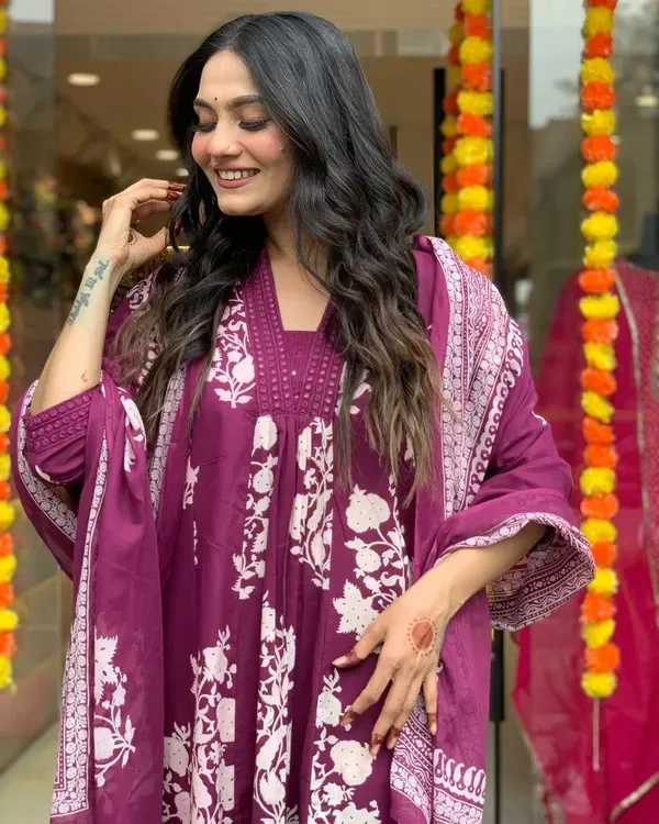 Wine_Cotton_Kurta_Pant_And_Dupatta_Set_(Upto_6XL)