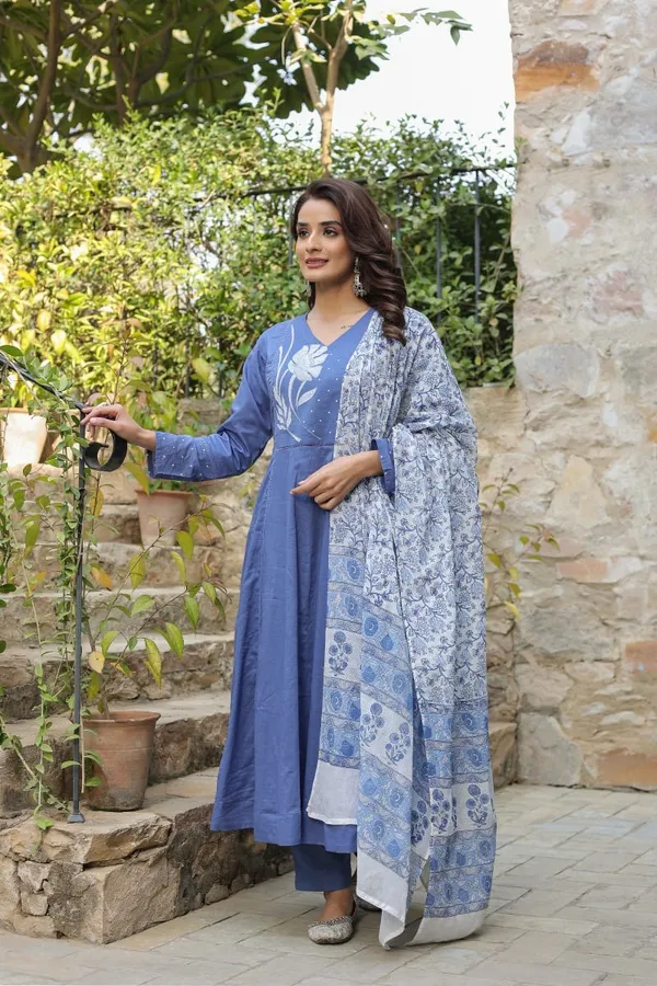 Women_Blue_Cotton_Embroidery_Yoke_Kurta_Pant_and_Dupatta_Set