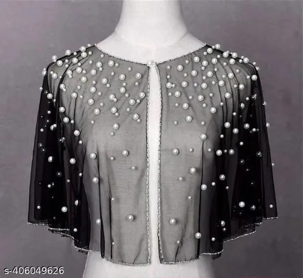 Black_Pearl_Luxury_Party_Wear_Short_Poncho_For_Women