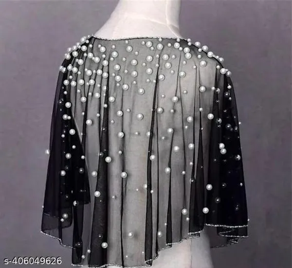 Black_Pearl_Luxury_Party_Wear_Short_Poncho_For_Women