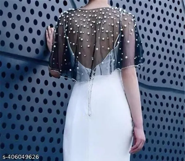 Black_Pearl_Luxury_Party_Wear_Short_Poncho_For_Women