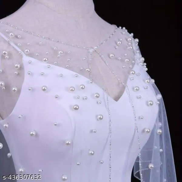 White_Pearl_Beaded_Ready_To_Wear_Bridal_Jacket_Cape_Poncho_For_Women