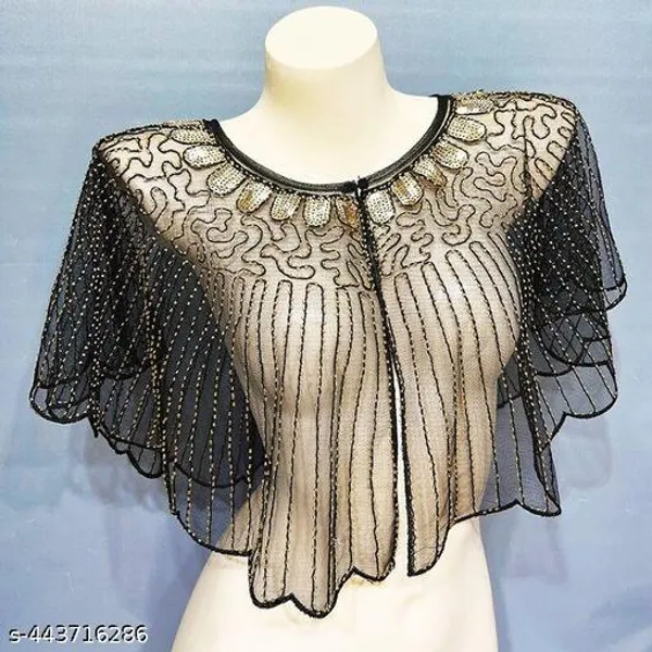 Black_Sequins_Cape_Poncho_Evening_Shawl_For_Women