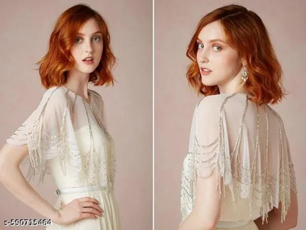 White_Premium_Hand-Embroidered_Net_Cape_Poncho_Shrug_For_Women