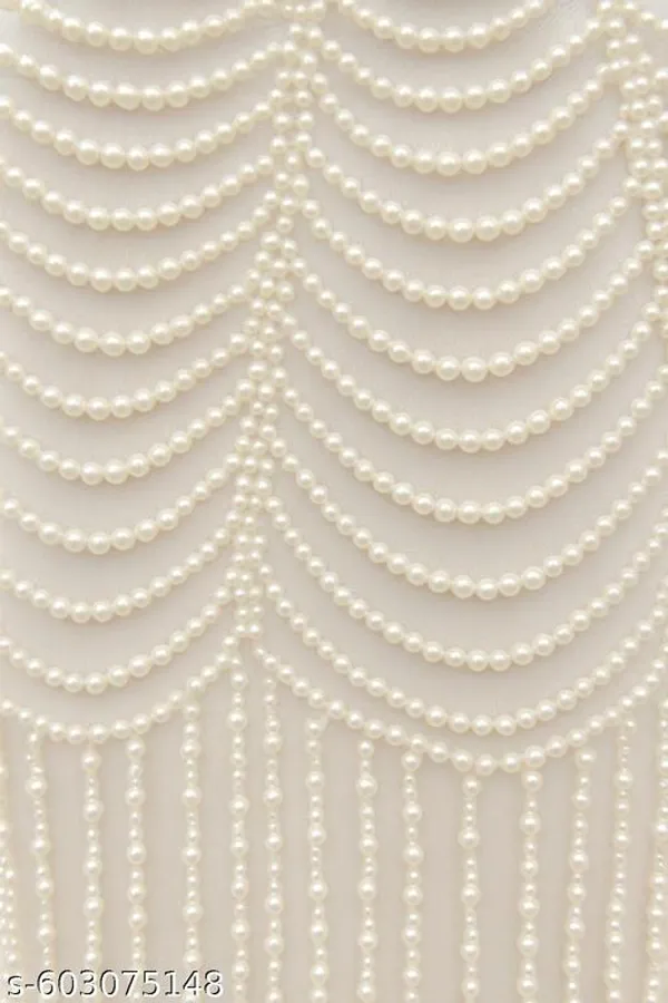 White_Trendy_Design_Pearls_Ponchos_For_Women