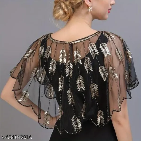 Black_Trendy_Design_Poncho_Cape_Ponchos_&_Shrugs_For_Women
