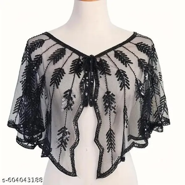 Black_Trendy_Design_Cape_Ponchos_For_Women