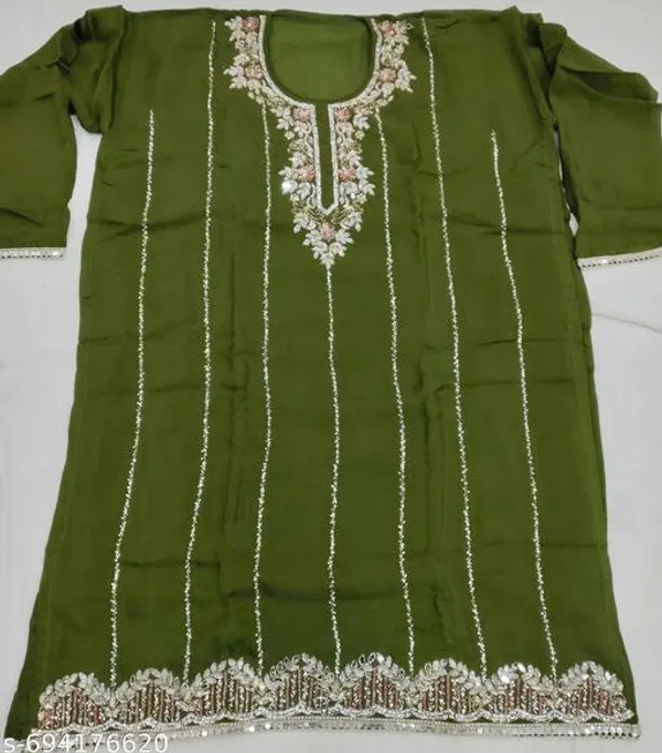 Green_Pure_Hand_Work_Embroidered_Kurta_Suit_With_Dupatta_Dress_Material_For_Women