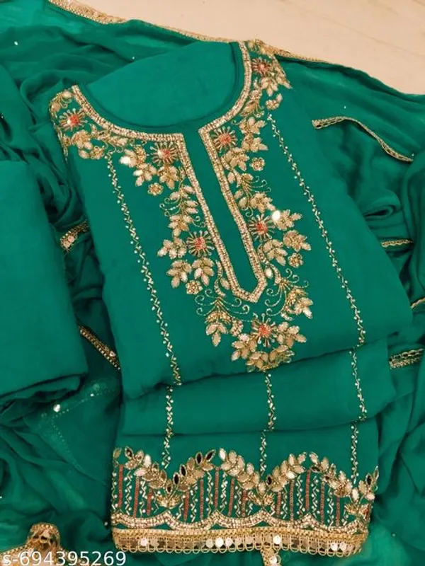 Teal_Premium_Teal_Semi-Stitched_Suit_Set_Dress_Material_For_Women