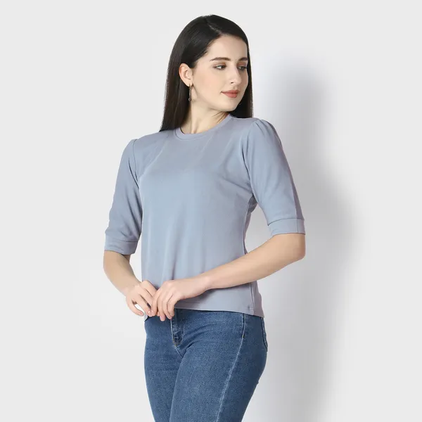 Grey_Polycotton_T-Shirts_For_Women