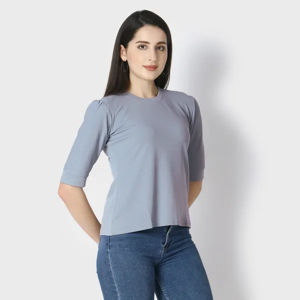 Grey_Polycotton_T-Shirts_For_Women