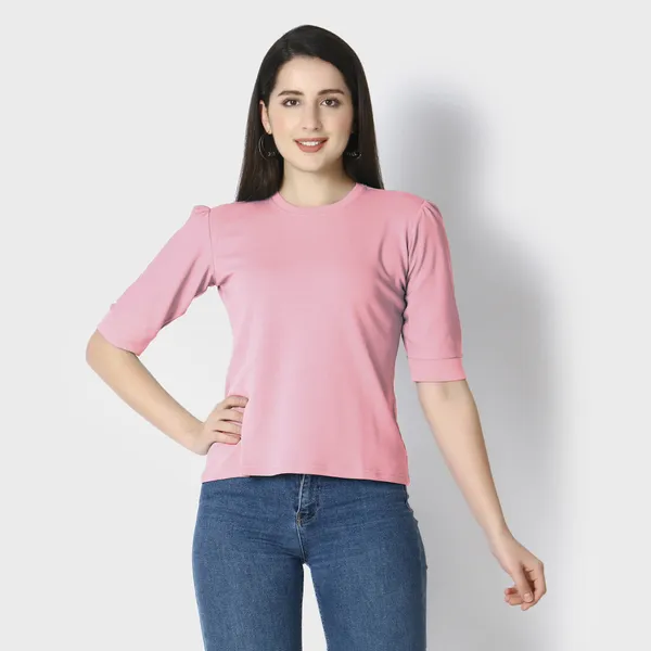 Pink_Polycotton_T-Shirts_For_Women