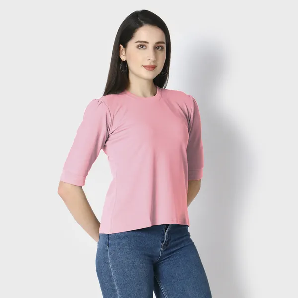 Pink_Polycotton_T-Shirts_For_Women