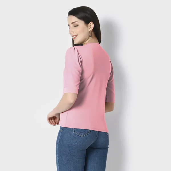 Pink_Polycotton_T-Shirts_For_Women