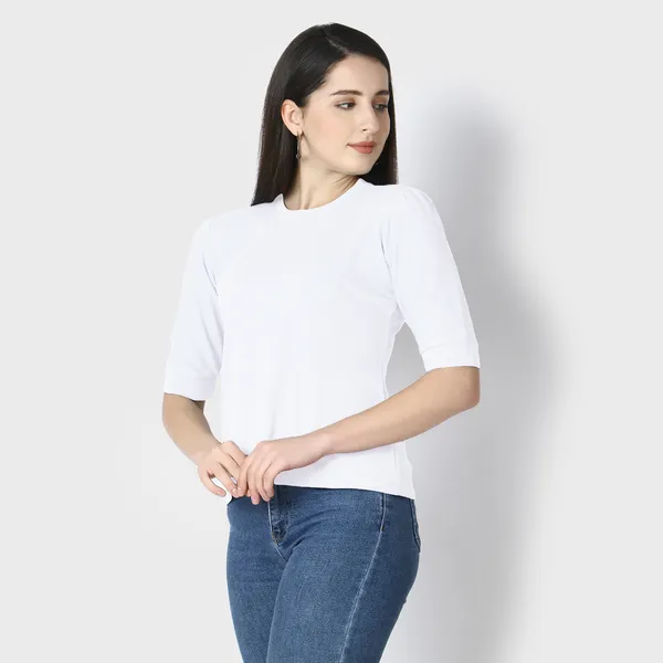 White_Polycotton_T-Shirts_For_Women