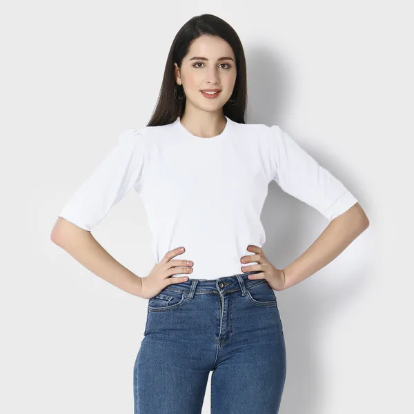 White_Polycotton_T-Shirts_For_Women